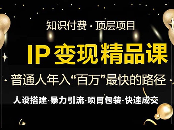 IP变现最新精品课程，知识付费全流程 最强引流术 小白避坑指南