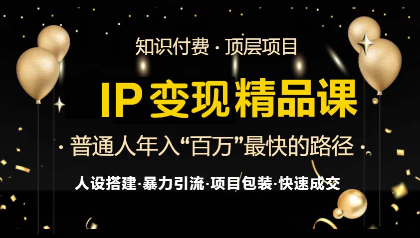 IP变现最新精品课程，知识付费全流程 最强引流术 小白避坑指南